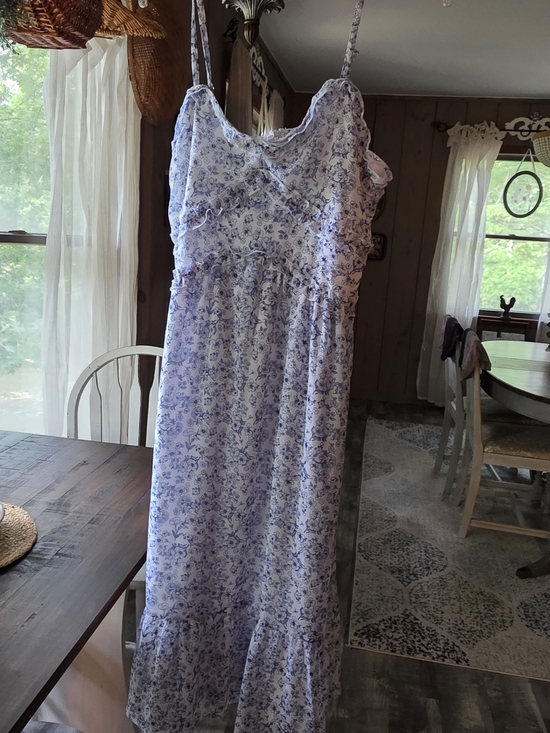 No Boundaries Dresses & Skirts - No Boundaries Blue Floral Lace-Trim Maxi Slip Dress